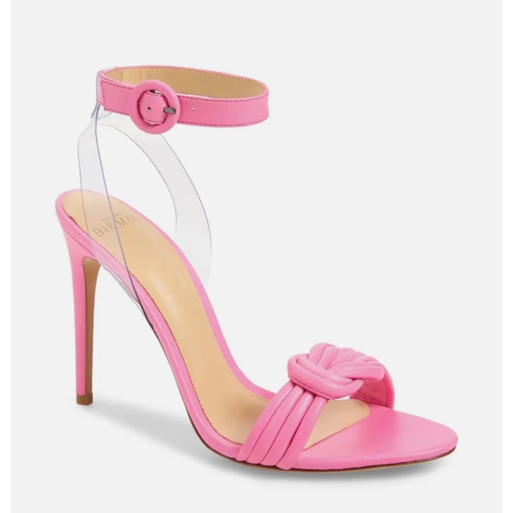 Alexandre Birman pink leather ankle strap heels 37.5 worn once